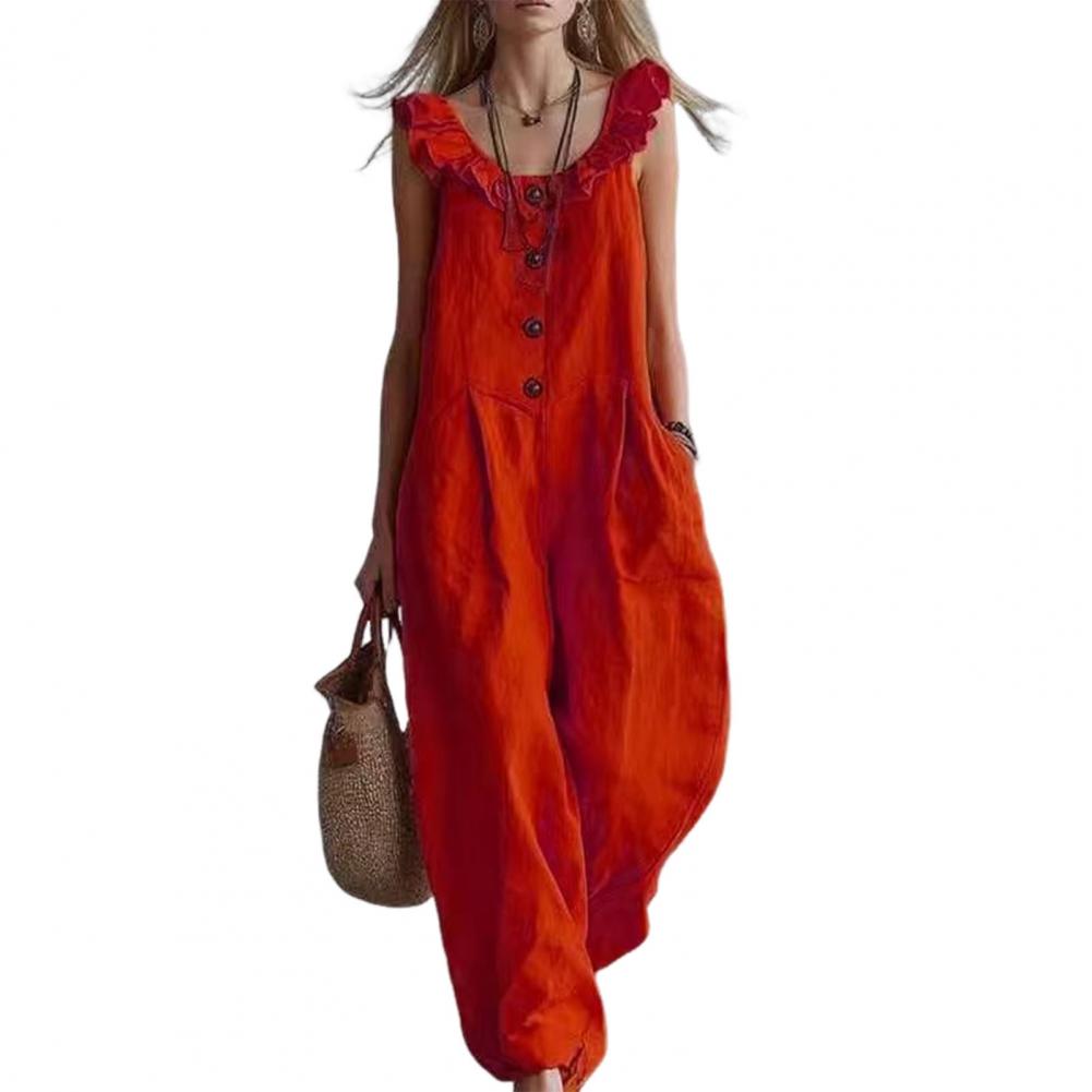 Relaxed Fit Romper Women Women - Jumpsuit Linen Relaxed ulasan dan harga