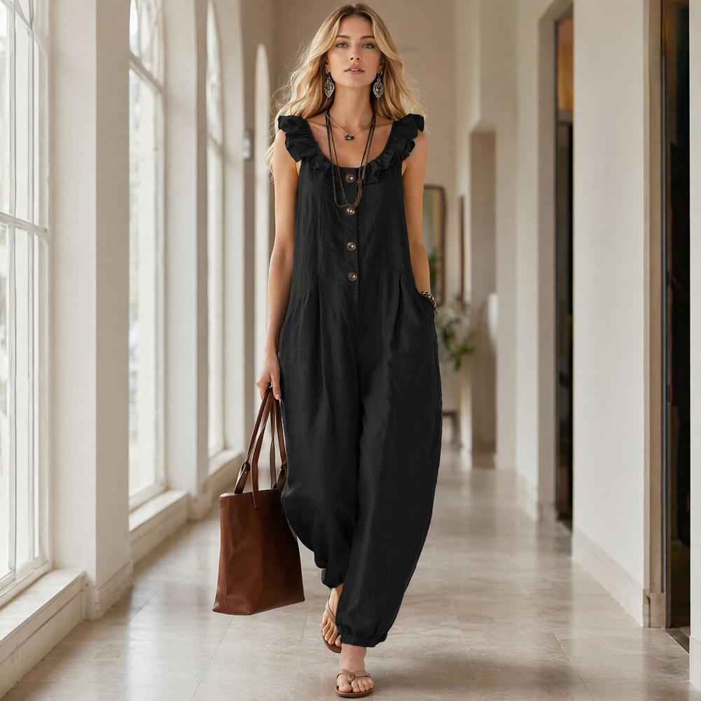 Relaxed Fit Romper Women Women - Jumpsuit Linen Relaxed ulasan dan harga