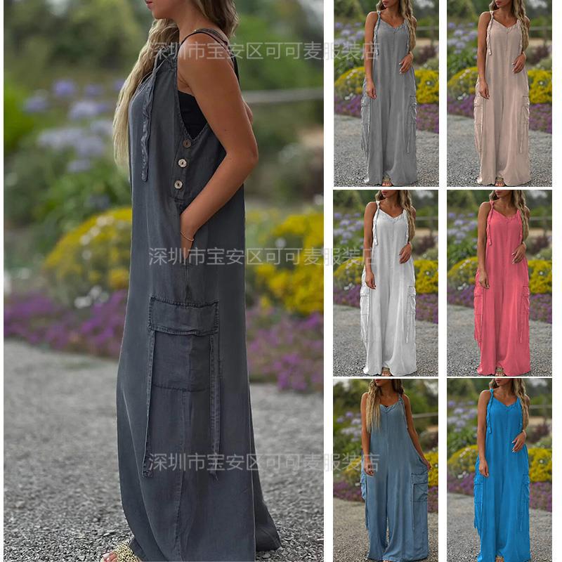 Loose Summer Jumpsuit Casual L - Jumpsuit Linen Relaxed ulasan dan harga