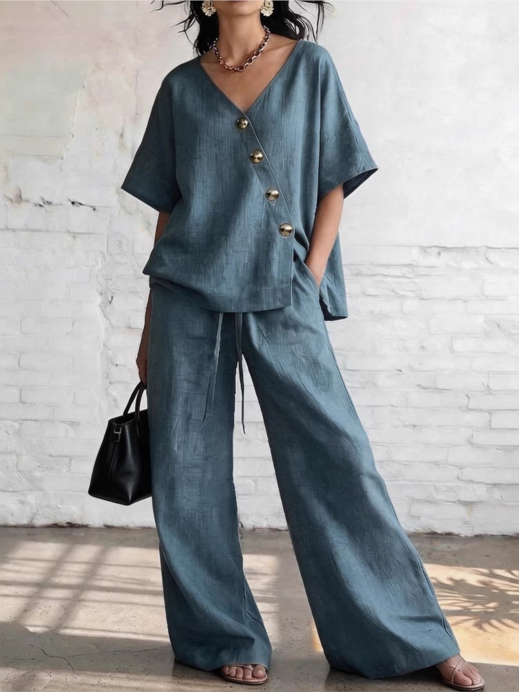Casual Cotton Loose Pants Sets - Linen Pant Wide ulasan dan harga