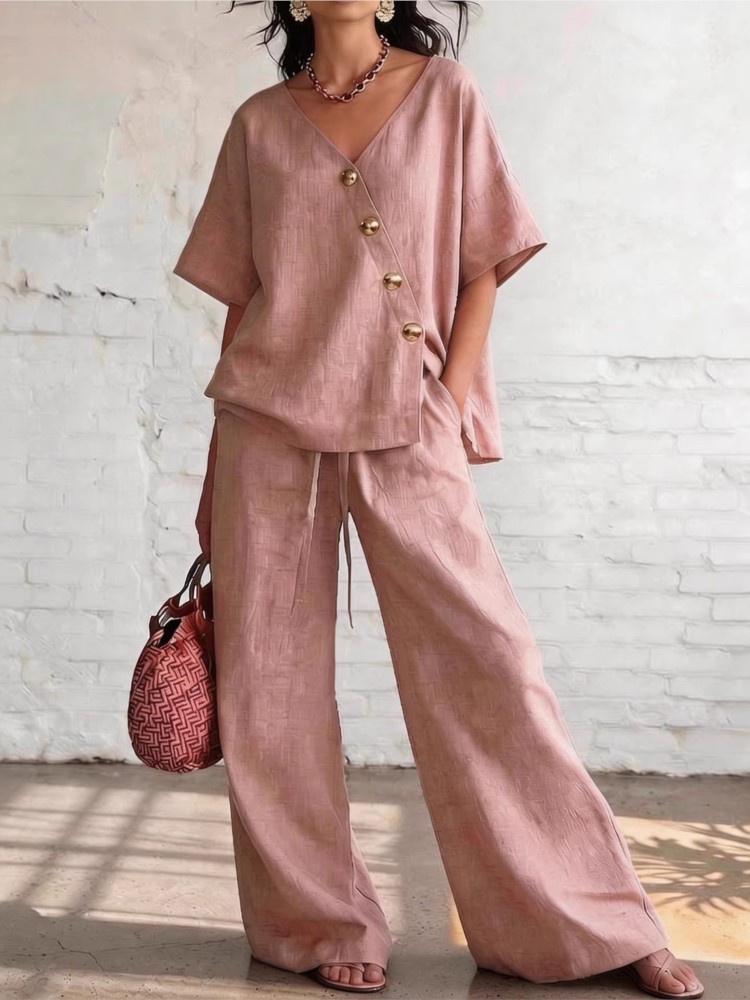 Casual Cotton Loose Pants Sets - Linen Pant Wide ulasan dan harga