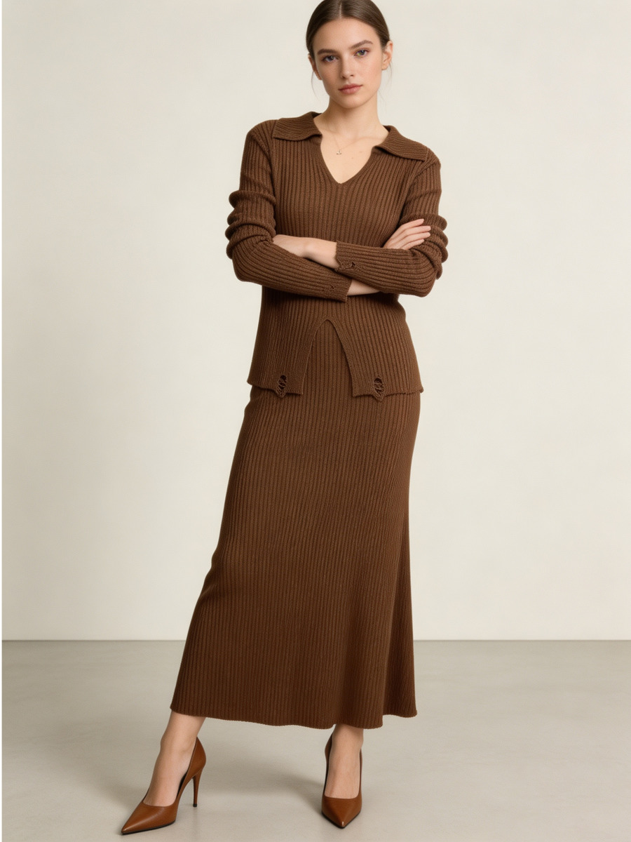 DFDG Women 2026 Autumn Ribbed  - Midi Skirt Floral ulasan dan harga