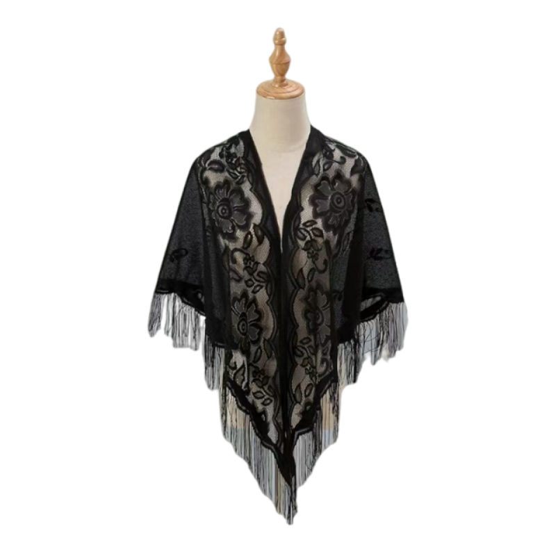 Floral Lace Shawl Wrap Women E - Kimono Sheer Floral ulasan dan harga