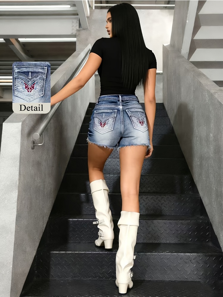 OIQERE 2026 New Vintage Washed - Shorts Denim Frayed ulasan dan harga