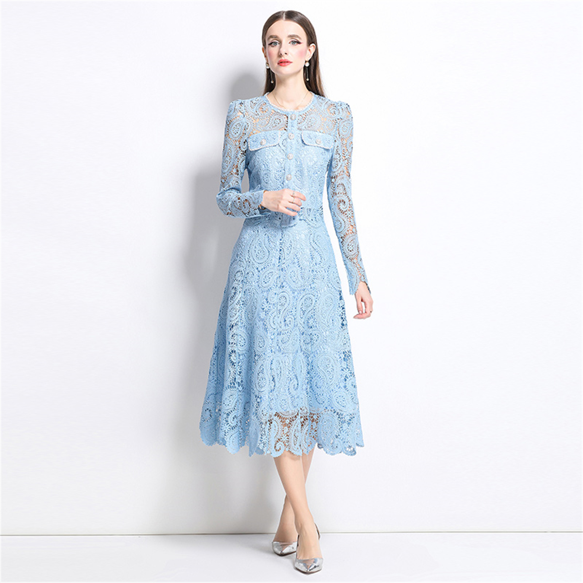 Spring Sweet Lace Flower Embro - Midi Skirt Floral ulasan dan harga