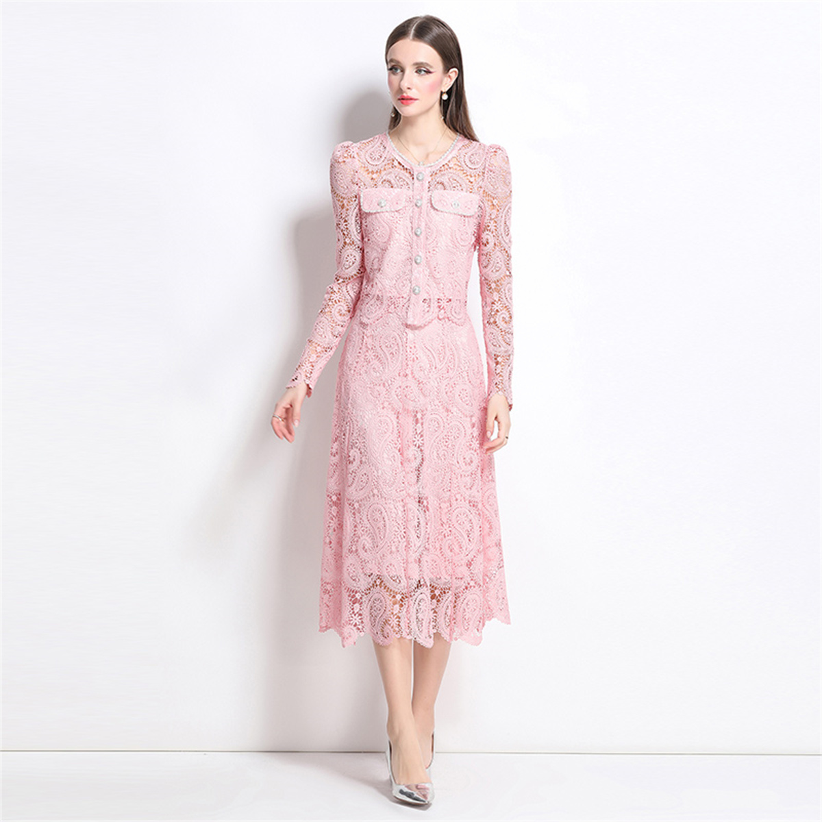 Spring Sweet Lace Flower Embro - Midi Skirt Floral ulasan dan harga