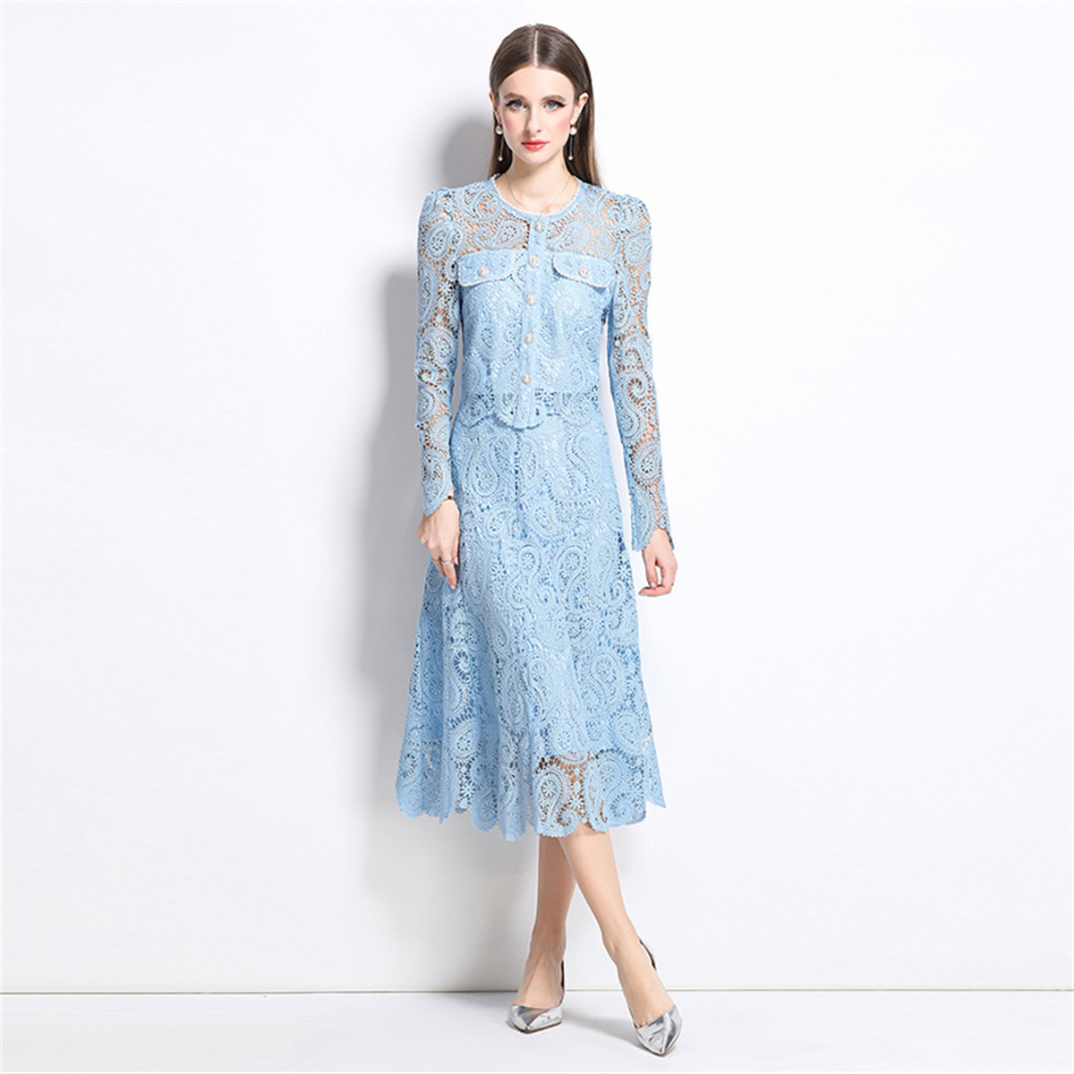Spring Sweet Lace Flower Embro - Midi Skirt Floral ulasan dan harga