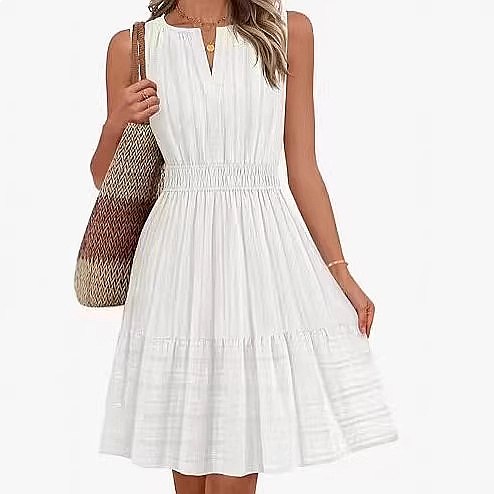 Spring Summer Women's Sleevele - Linen Dress Wrap ulasan dan harga
