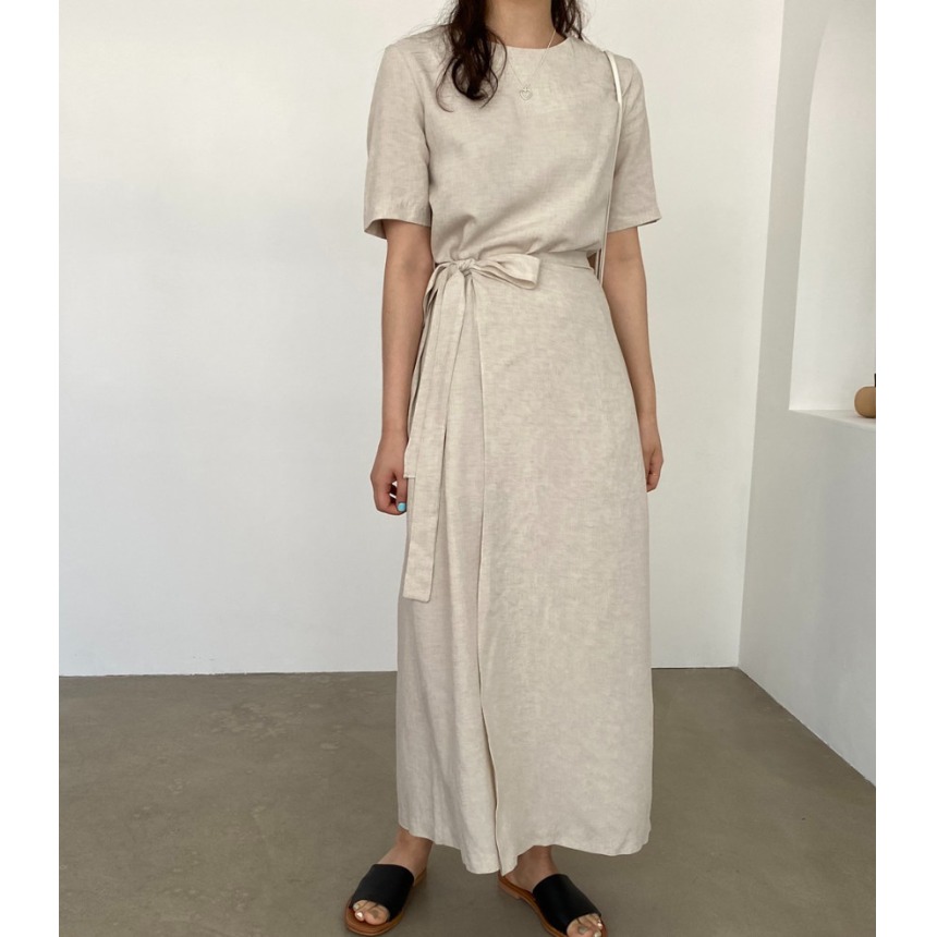 Elegant Cotton Linen Wrap Dres - Linen Dress Wrap ulasan dan harga