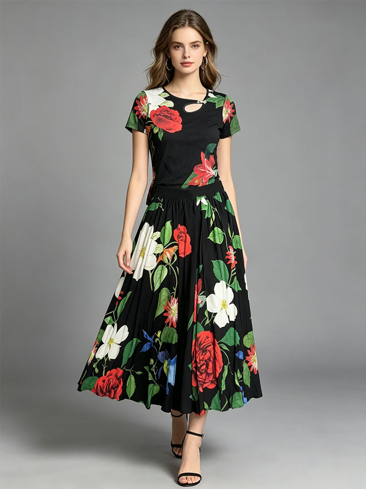 Retro summer new two-piece T-s - Romper Floral Print ulasan dan harga