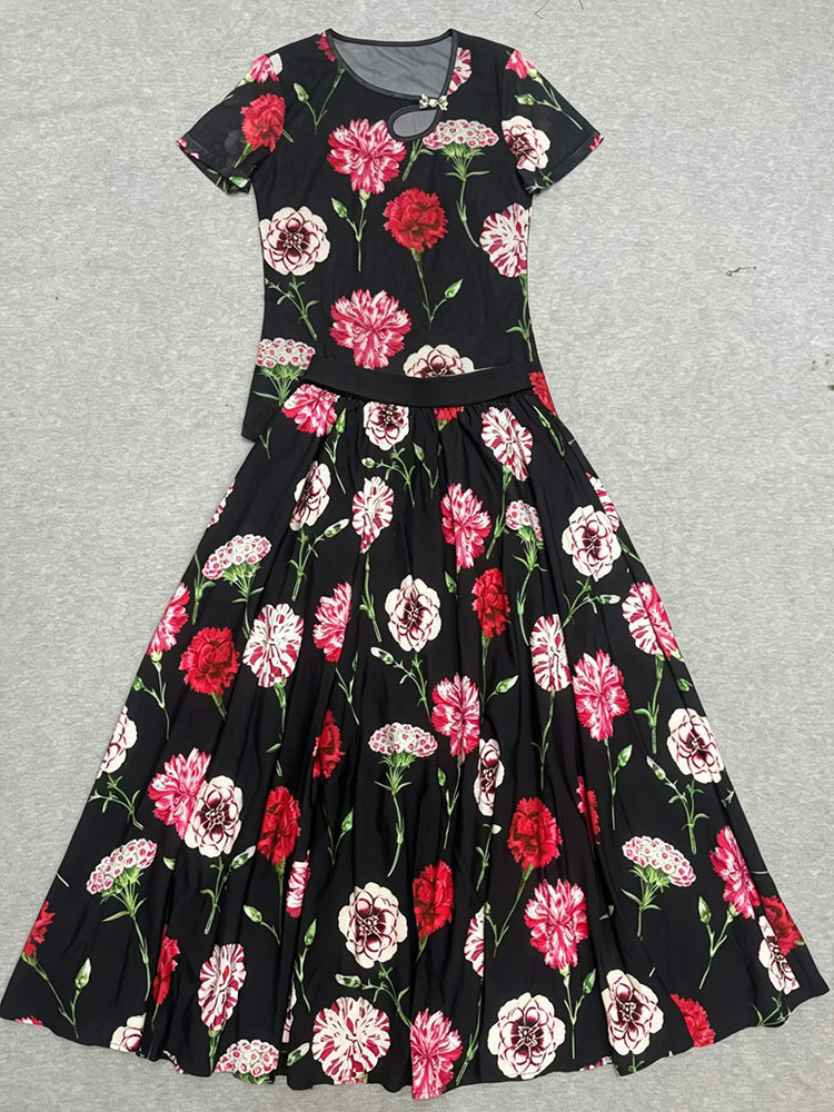 Retro summer new two-piece T-s - Romper Floral Print ulasan dan harga