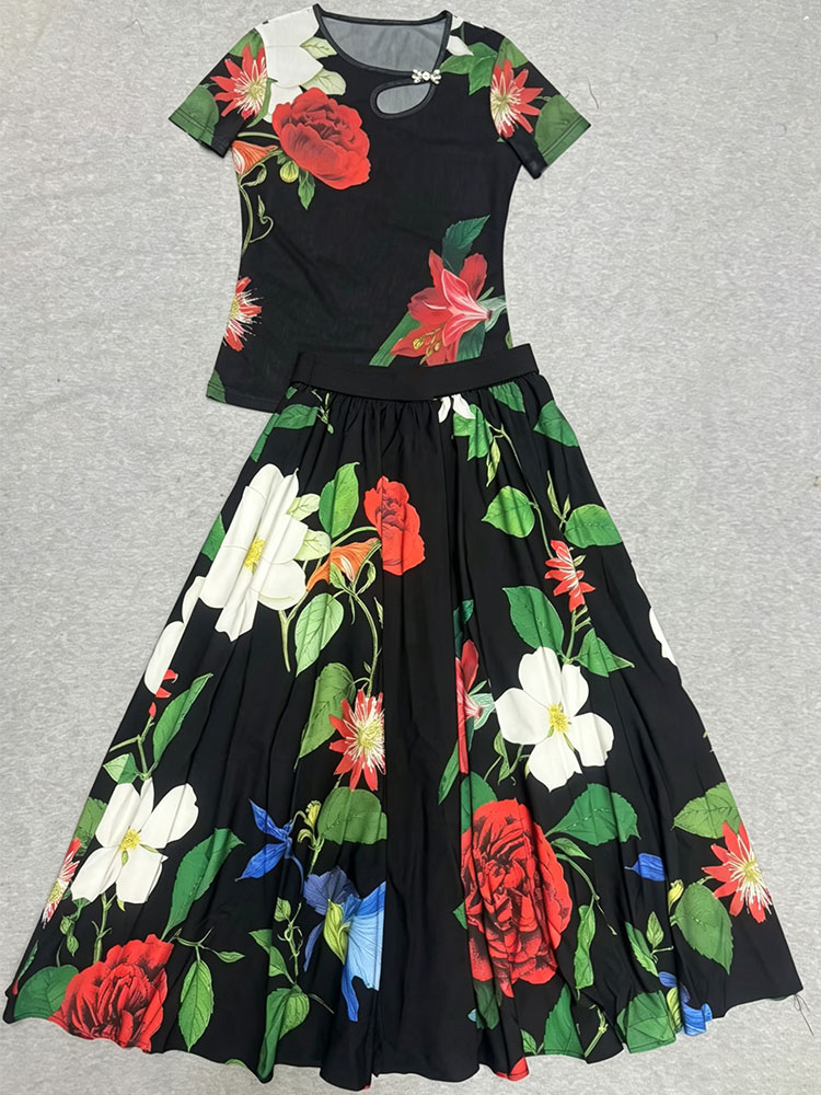 Retro summer new two-piece T-s - Romper Floral Print ulasan dan harga