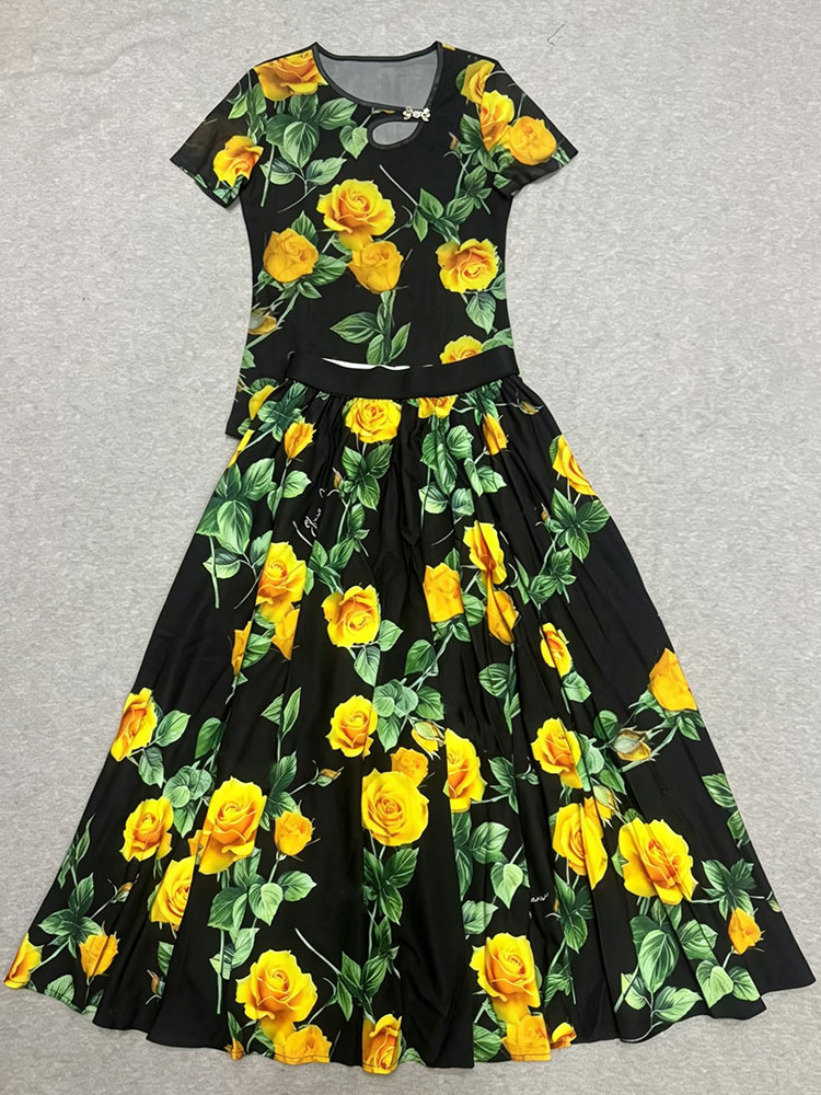 Retro summer new two-piece T-s - Romper Floral Print ulasan dan harga