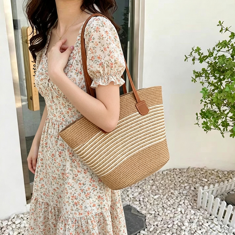 CLAREGQI  Women's Striped Stra - Tote Bag Beach ulasan dan harga