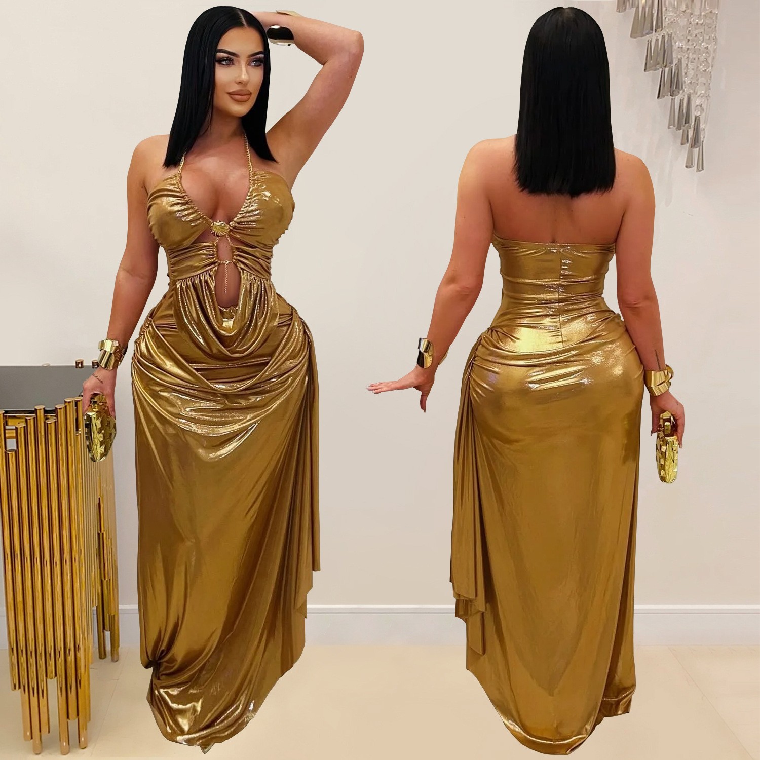 Wedding Guest Dress Evening Ha - Maxi Dress Halter ulasan dan harga