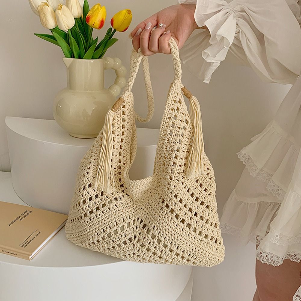 Simple Bohemian Knitted Should - Tote Bag Beach ulasan dan harga