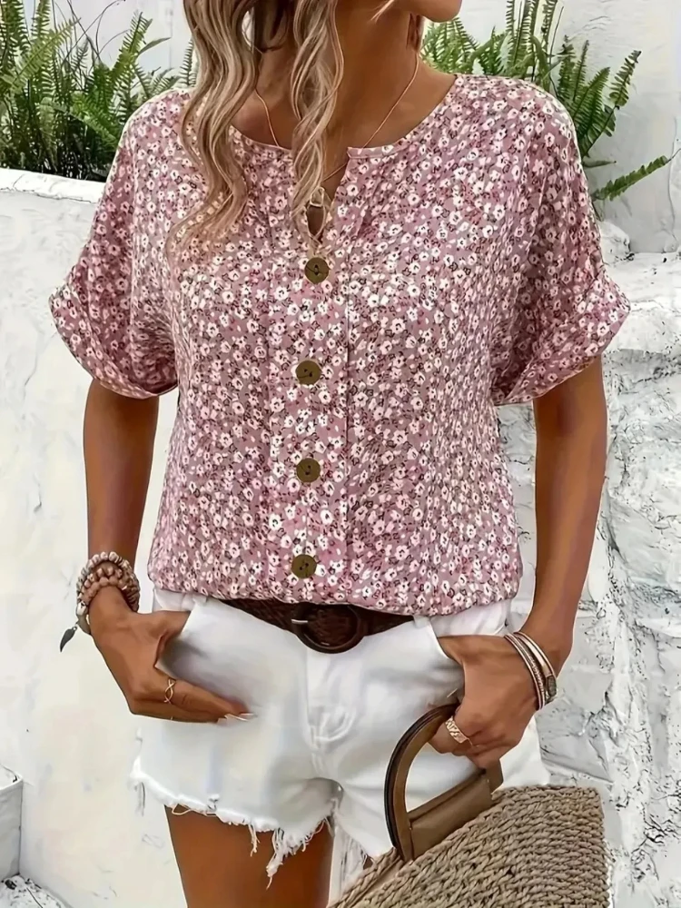 Plus Size Women's Shirts 2025  - Romper Floral Print ulasan dan harga