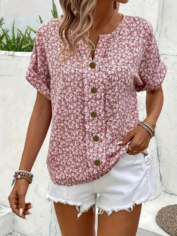 Plus Size Women's Shirts 2025  - Romper Floral Print ulasan dan harga