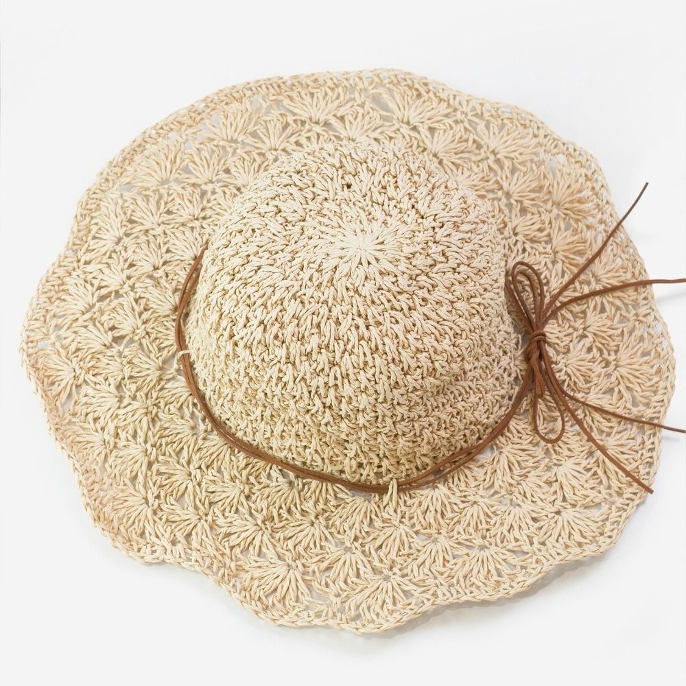 Handwoven Crochet Straw Hat Wi - Hat Floppy Wide ulasan dan harga