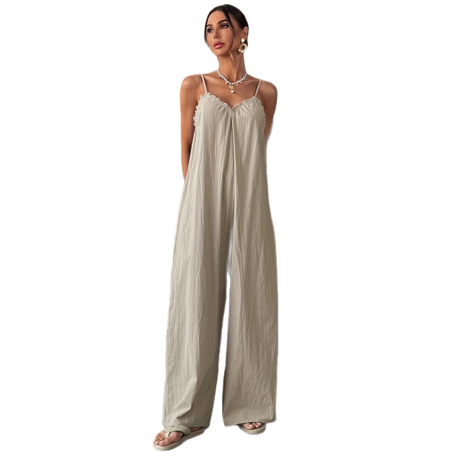 Summer Woman Jumpsuit Sleevele - Jumpsuit Linen Relaxed ulasan dan harga