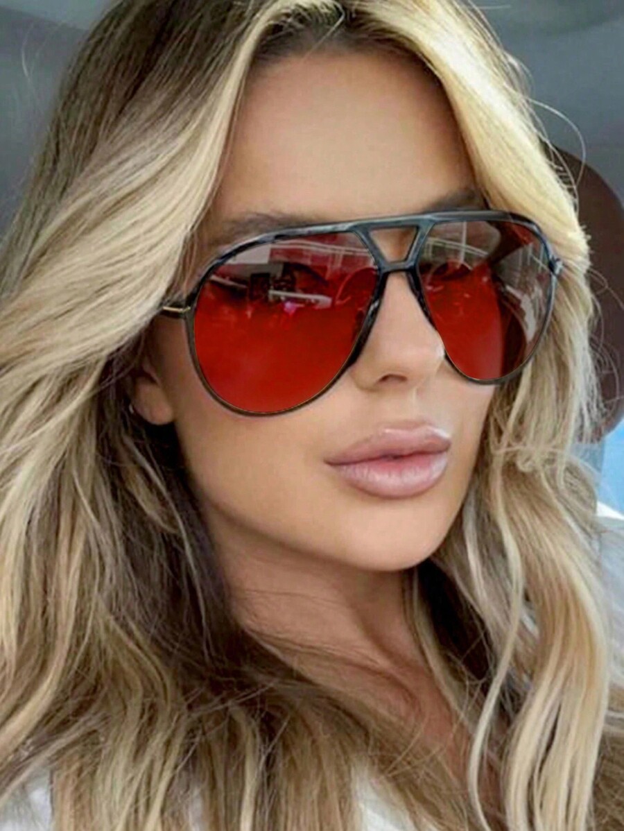 1pc Oversized Double Bridge Fu - Sunglasses Cat Eye ulasan dan harga