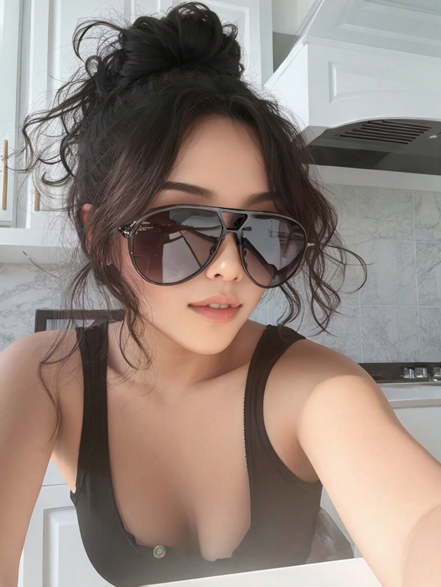 1pc Oversized Double Bridge Fu - Sunglasses Cat Eye ulasan dan harga