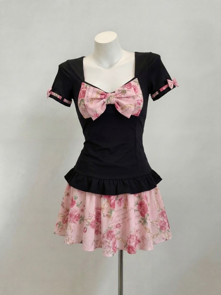 Women's Sweet Floral Print Two - Romper Floral Print ulasan dan harga