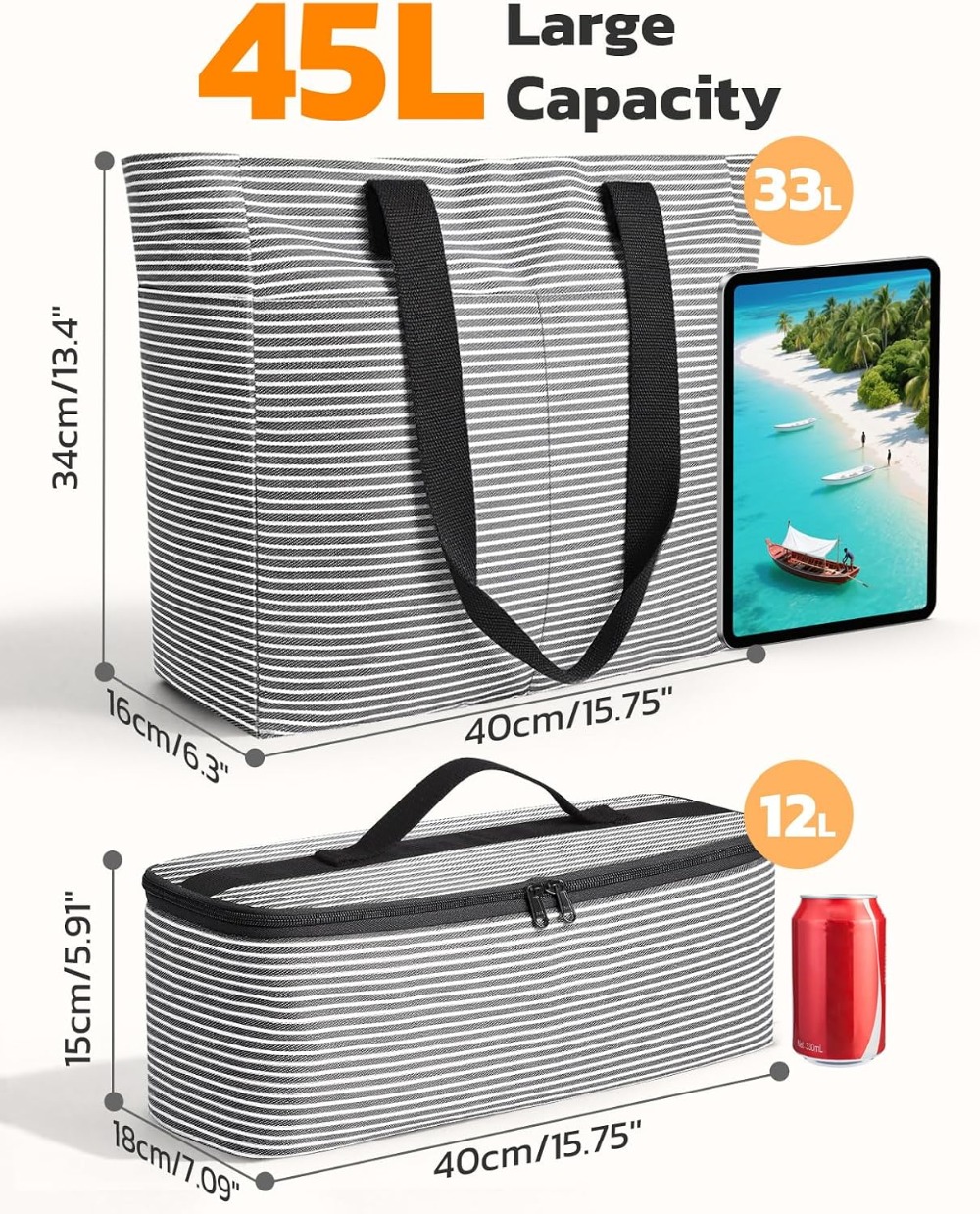 45L Waterproof Beach Bag and C - Tote Bag Beach ulasan dan harga