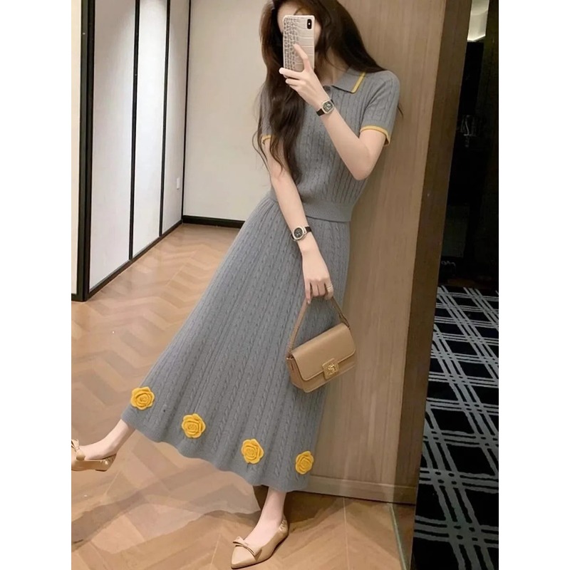 Women's Floral Knit Two Piece  - Midi Skirt Floral ulasan dan harga