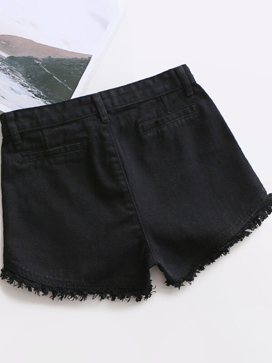 Women's High Waist Denim Short - Shorts Denim Frayed ulasan dan harga