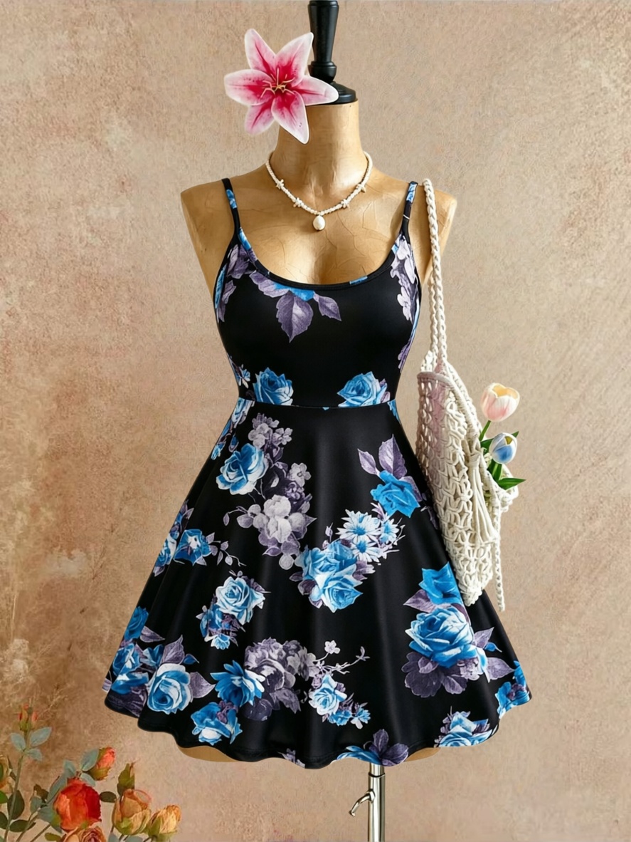 Plus Size Women Spaghetti Stra - Romper Floral Print ulasan dan harga