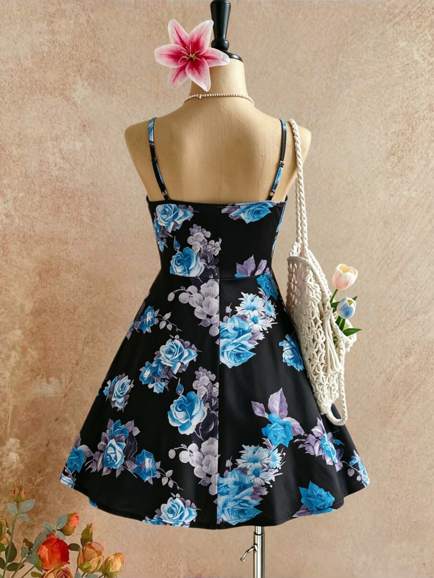 Plus Size Women Spaghetti Stra - Romper Floral Print ulasan dan harga