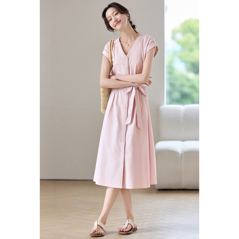SENTUBILA Women's Midi Pink Dr - Linen Dress Wrap ulasan dan harga