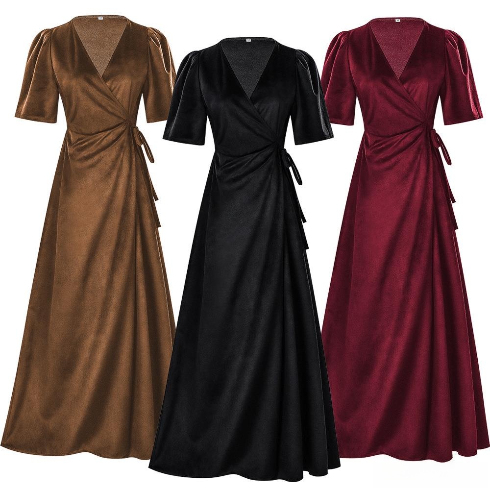 Ladies Long V-Neck Wrap Slim P - Linen Dress Wrap ulasan dan harga