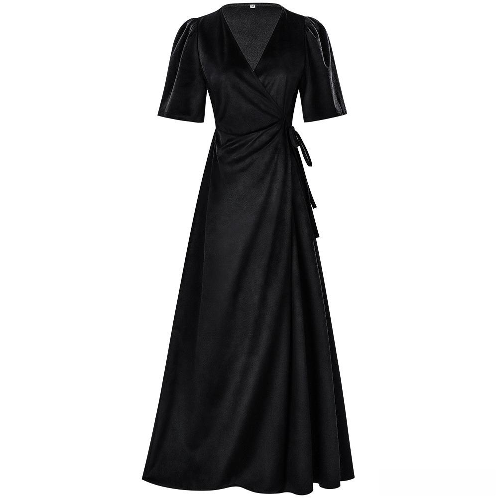 Ladies Long V-Neck Wrap Slim P - Linen Dress Wrap ulasan dan harga