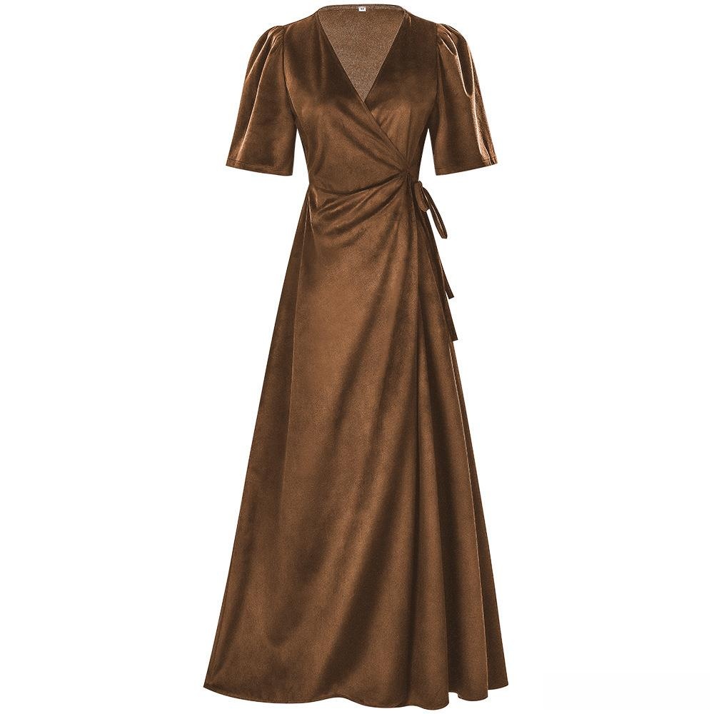 Ladies Long V-Neck Wrap Slim P - Linen Dress Wrap ulasan dan harga