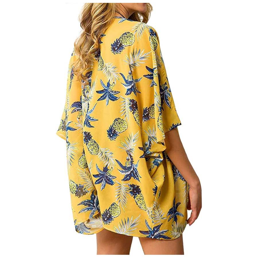 Women's Loose Sheer Chiffon Ki - Kimono Sheer Floral ulasan dan harga