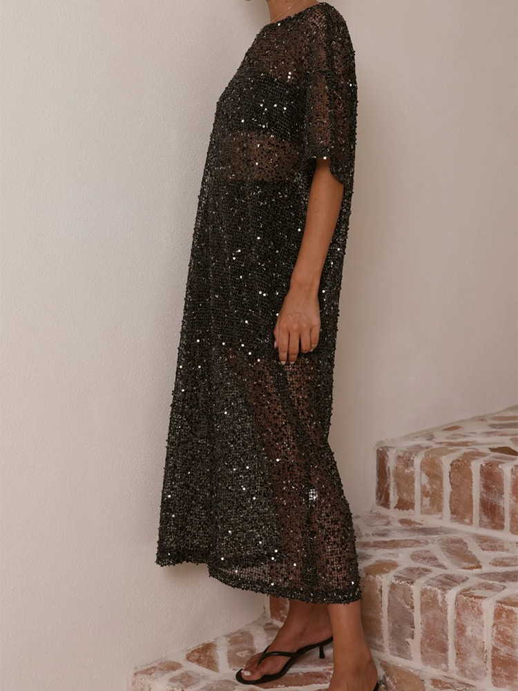 Female O-neck Loose Summer Lon - Cover Up Kaftan ulasan dan harga
