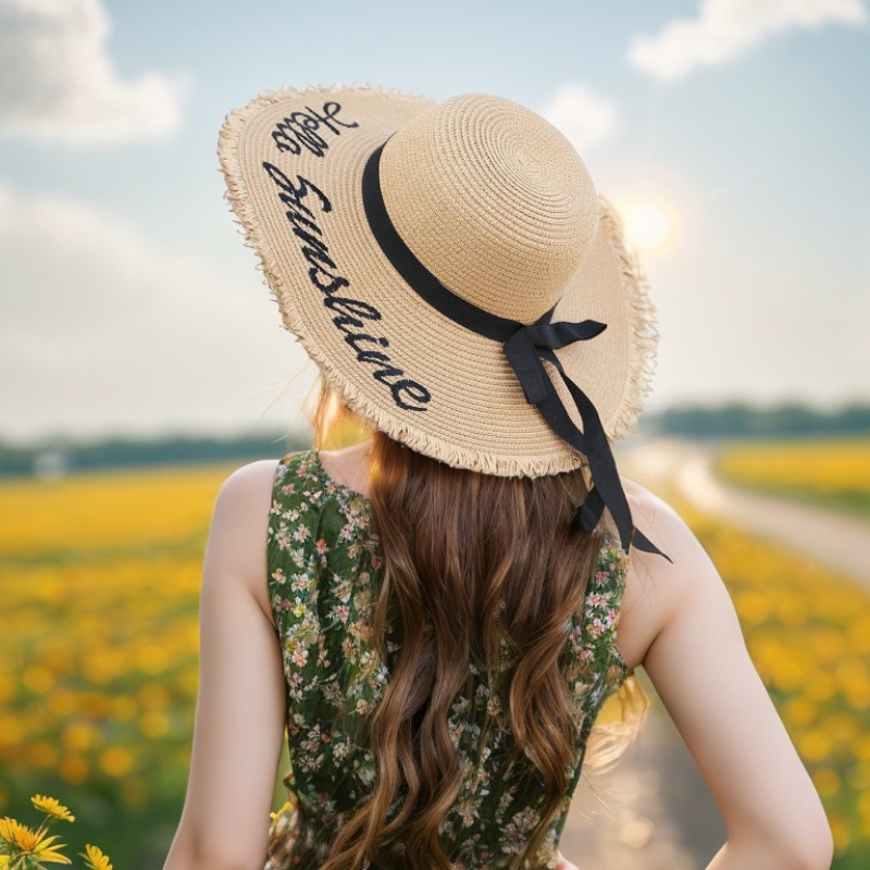 1pc Summer Floppy Beach Hats f - Hat Floppy Wide ulasan dan harga