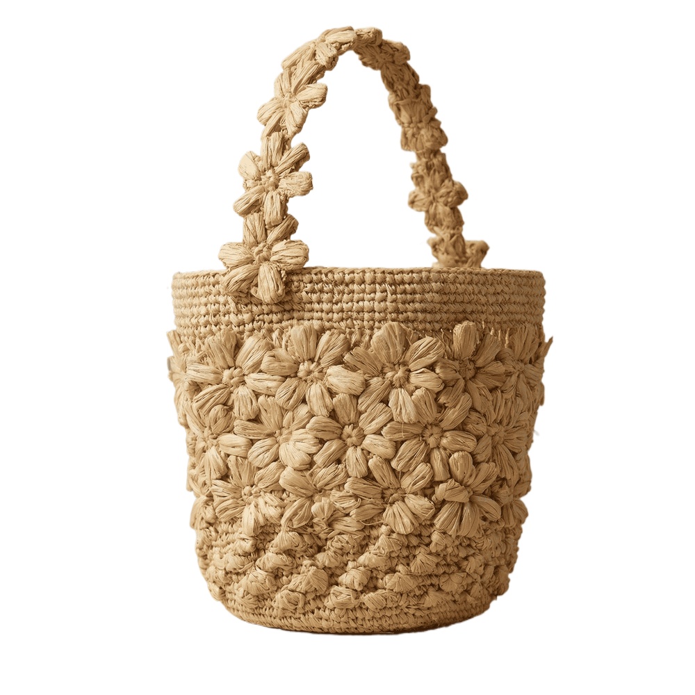 Women Summer Raffia Woven Buck - Crochet Bag Raffia ulasan dan harga