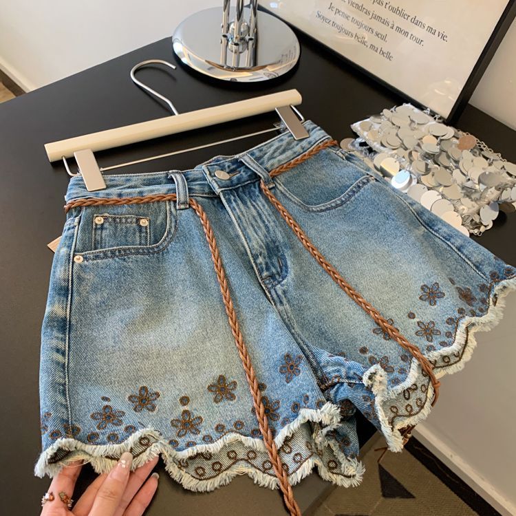 Breathable Vintage Denim Short - Shorts Denim Frayed ulasan dan harga