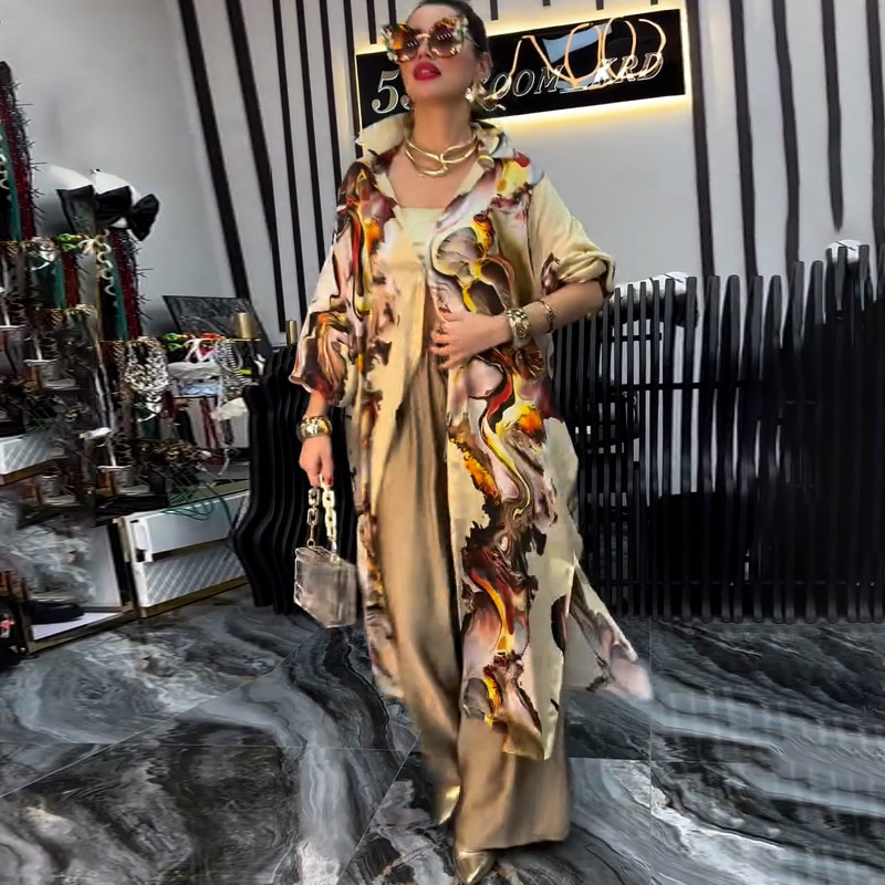 Women Pant Sets Print Shirts T - Linen Pant Wide ulasan dan harga