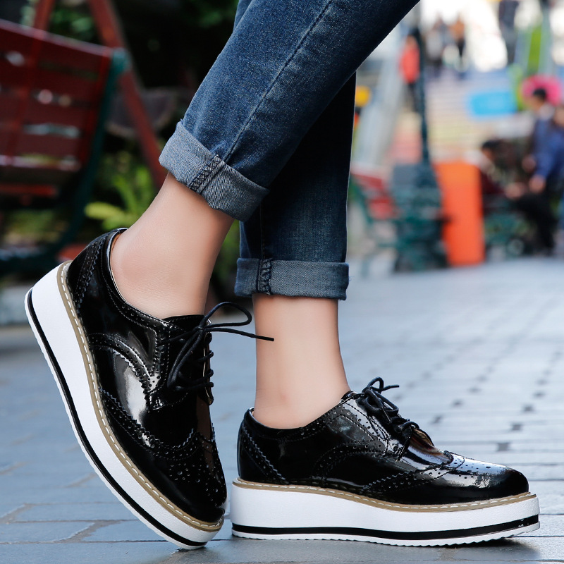 Women Loafers Shoes Leather Th - Wedge Espadrille Women ulasan dan harga
