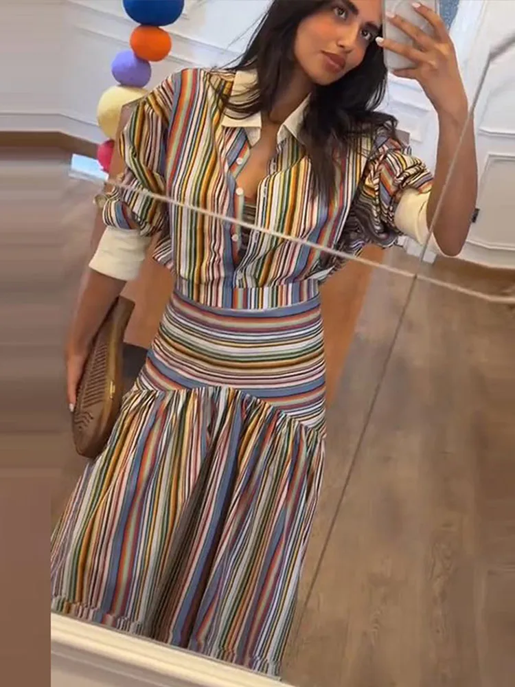 Boho Colorful Stripe Shirt Max - Maxi Dress Halter ulasan dan harga