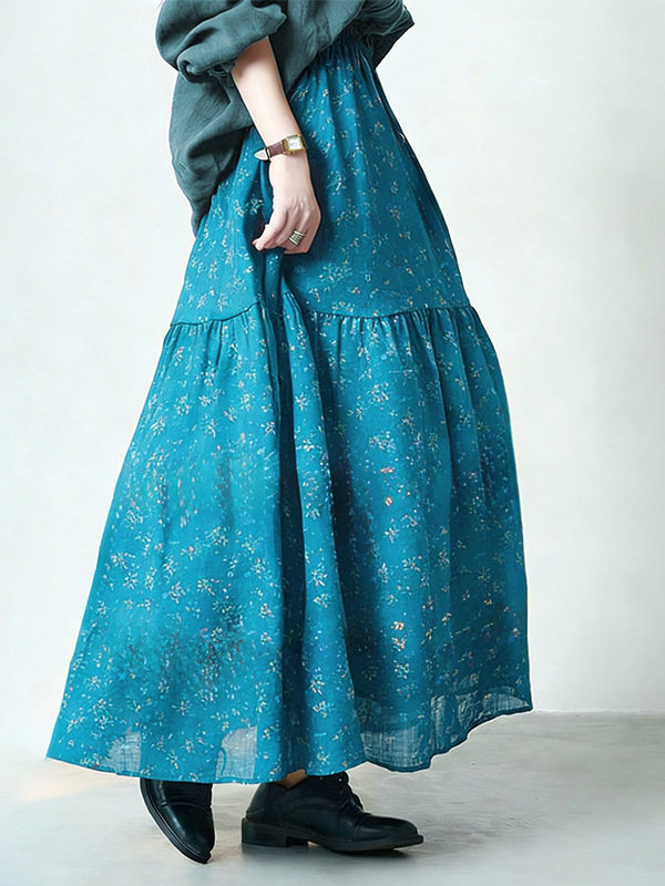 Floral Print High Waist A-Line - Midi Skirt Floral ulasan dan harga